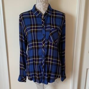 Vibrant Blue and Purple Plaid Shirt